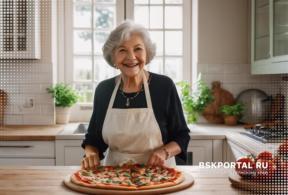 Бабушка с пиццей